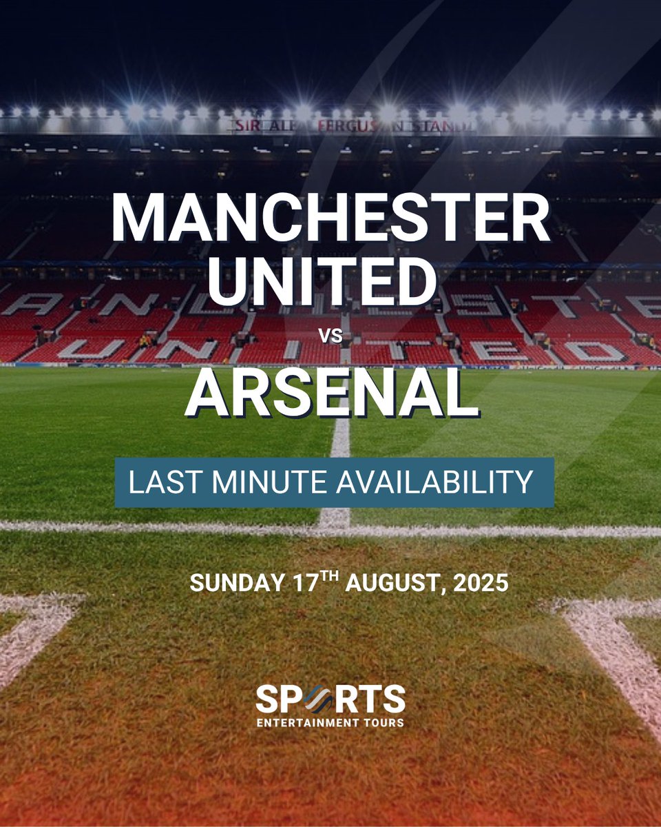 Sports Entertainment Tours (@setourscom) on Twitter photo โฝ MATCH DAY ALERT โฝ
LIMITED AVAILABILITY
Manchester United ๐ด vs Arsenal ๐ดโช
๐ Old Trafford
๐
Sunday 17th August 2025
Whoโs taking the 3 points?
๐ฉ For more info, email: supporters@sportsentertainmenttours.com
Or call us on 028 9002 4446 โฝ MATCH DAY ALERT โฝ
LIMITED AVAILABILITY
Manchester United ๐ด vs Arsenal ๐ดโช
๐ Old Trafford
๐
Sunday 17th August 2025
Whoโs taking the 3 points?
๐ฉ For more info, email: supporters@sportsentertainmenttours.com
Or call us on 028 9002 4446