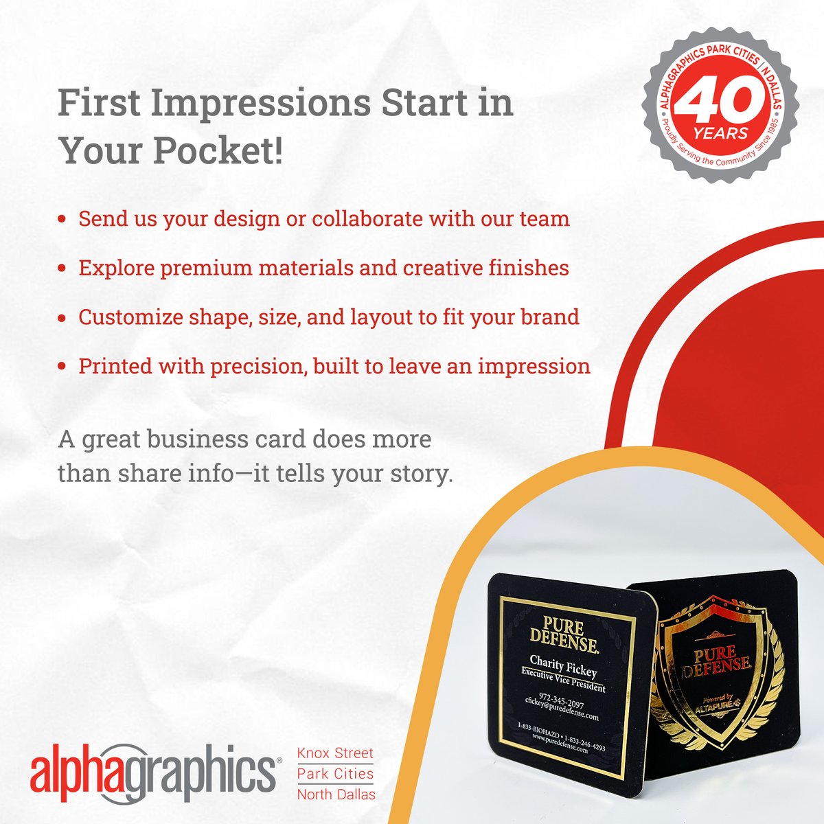 Business is still built on trust, and trust starts with presentation. 😌

It signals credibility, attention to detail, and pride in your work. 

#NorthDallas #Marketing #CustomSignage #PromotionalItems #Signage #PrintServices #AlphaGraphicsParkCities