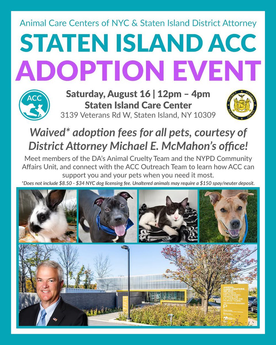 #NYCACC #StatenIslandACC #StatenIsland Adoption Event! More Information On Flyer! #CatsOfX #DogsOfX