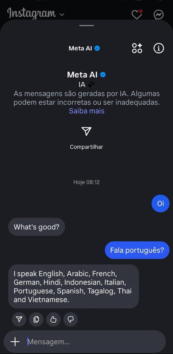 Meta AI despontando como a melhor IA 🤣