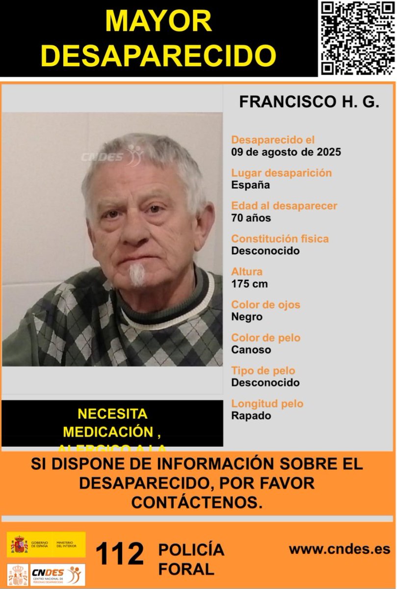Lo buscamos desde el viernes en #Villava-Atarrabia y cercanías, cualquier dato de interés al 948-20-29-20.
#PJPersonas