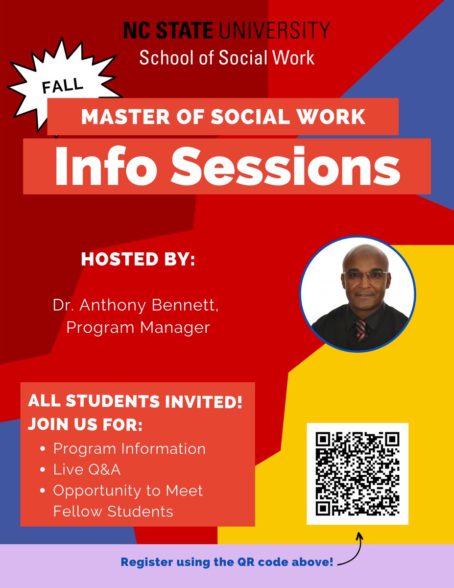 Take the next step in your academic journey by registering for a Master of Social Work Information Session today!

Virtual sessions are available throughout the fall. Reserve your seat using the QR code below or by clicking here: forms.gle/pafuN7imBHeNVB…