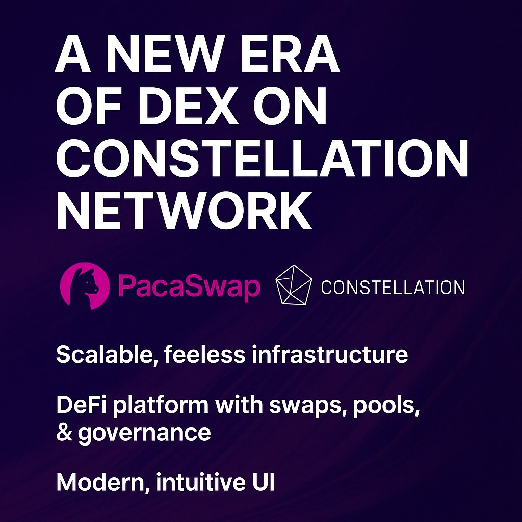 PacaSwap – A new era of DEX on <a href="/Conste11ation/">Constellation Network</a> 
Smooth. Clean. Scalable. Noob-approved.
Here’s why PacaSwap could redefine what a decentralized exchange should be 🧵👇

⸻

1️⃣ Built on Constellation Network ($DAG)
Constellation’s Layer-0 protocol provides:
•Scalability without
