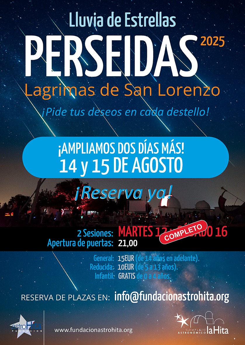 ✨✨ Perseidas 2025  ✨✨

 🟢Ampliamos fechas🟢

👉  14 y 15 de agosto 👈

¡Reserva ya!  Las plazas se agotan a una velocidad propia de estrella fugaz 💫💫

#LluviaDeEstrellas #perseidas