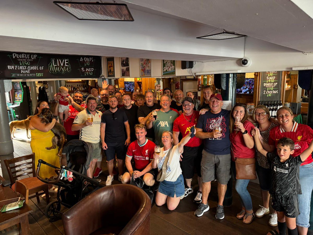 OLSC_Exmouth's tweet photo. Our members out in force yesterday 🐦‍🔥 not the result we wanted but new friendships made ahead of Fridays opener 🐦‍🔥 #LFC #OLSCexmouth #ExmouthKopites https://t.co/aAvLW4O2ky