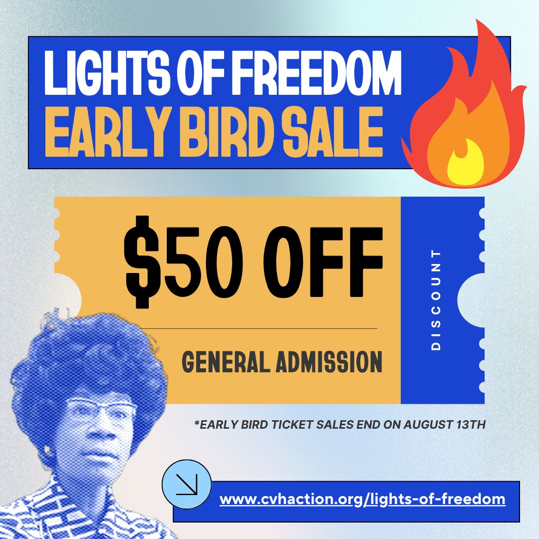 Early bird sales for our Lights of Freedom Gala end THIS WEDNESDAY, Aug 13th!

Don't miss your chance to save while supporting 31 years of grassroots power in Black and brown communities across New York. Join us Sept 17th!  

🎫 Secure your ticket: cvhaction.org/lights-of-free…