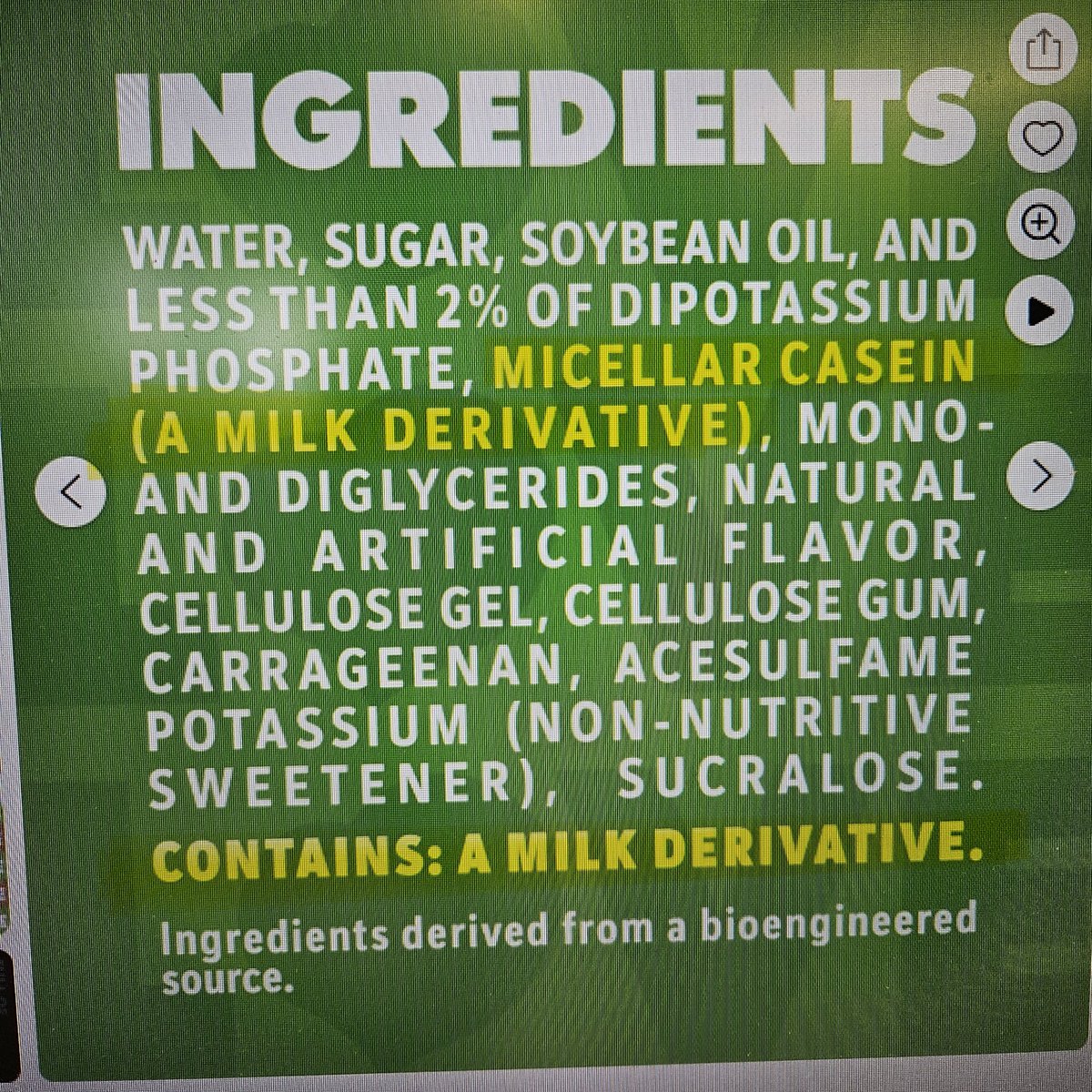 IceAngelSnow's tweet photo. Hey @Coffeemate... can you stop calling a bunch of your dreamers dairy-free? Maybe they're lactose free? But they aren't dairy-free if they contain "a milk derivative". The casein is the part of dairy I'm not supposed to have 😒 https://t.co/BfIWiQeUkU