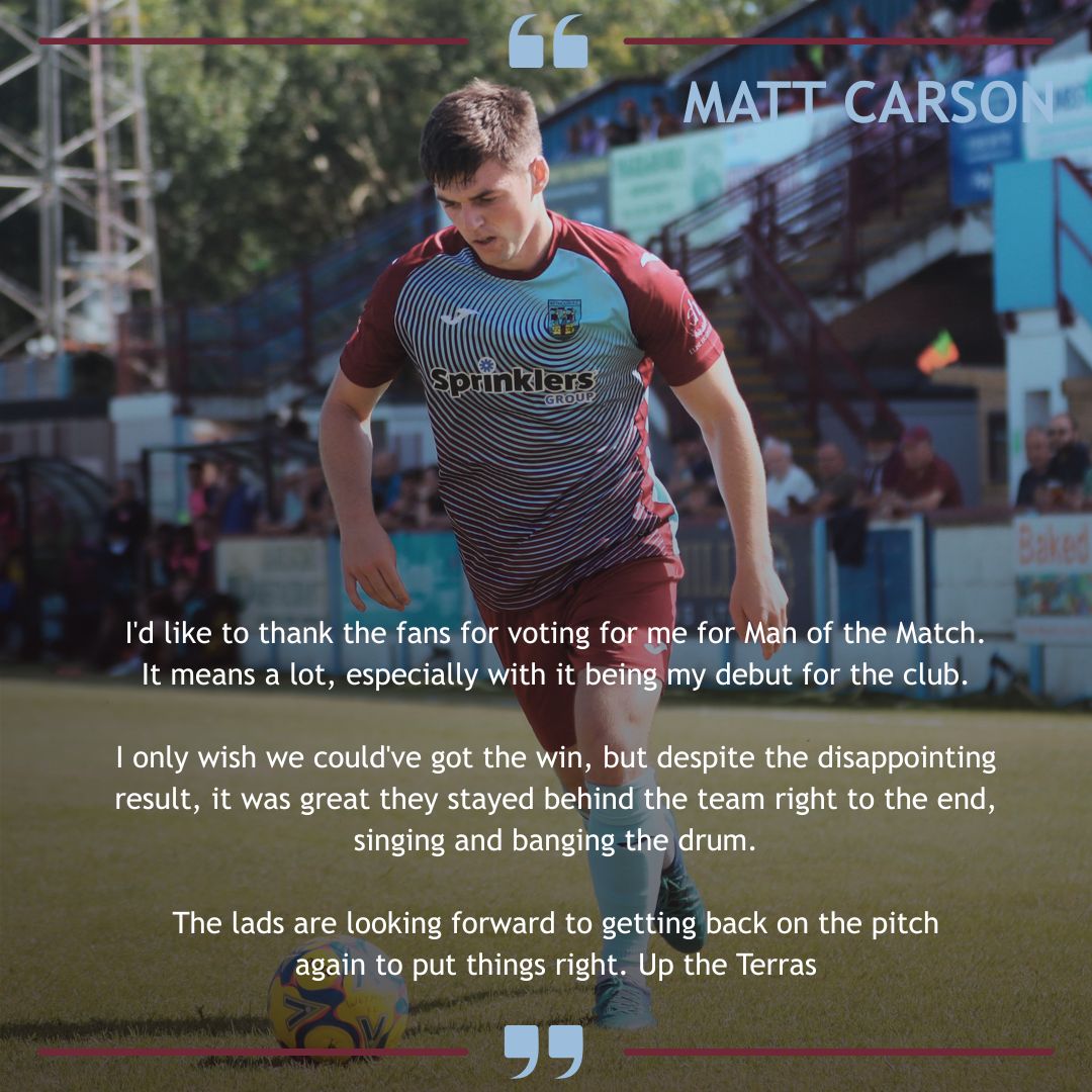 theterras's tweet photo. Matt Carson has been voted as Supporters Man of the Match after our game against Evesham Utd on Saturday afternoon 👊 https://t.co/L34IPzQKLf