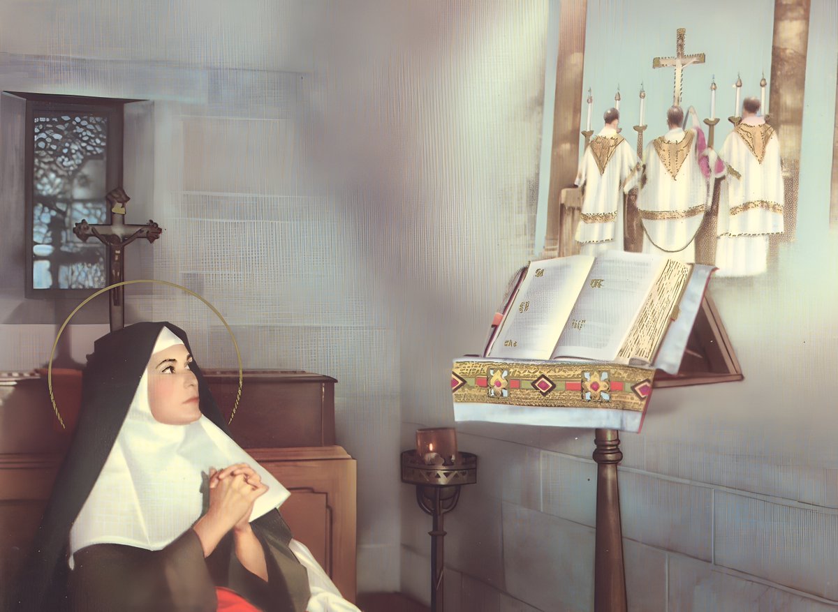 Once ill in her cell, St. Clare was able to view Mass from the basilica in Assisi. Hence she is known as the patroness of #television.  

And you can view Mass on her feast day here: catholictv.org/catholictv-mas… on <a href="/CatholicTV/">CatholicTV</a>