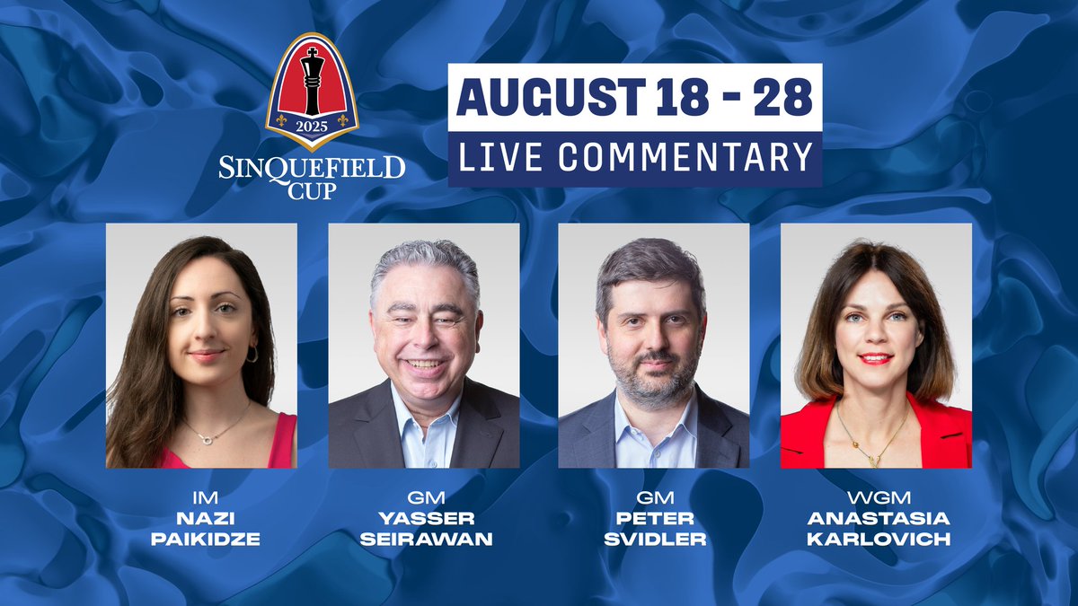 Catch up on Day 1 action with commentators Grandmasters Yasser Seirawan, Peter Svidler,  International Master Nazi Paikidze and WGM Anastasiya Karlovich!
youtube.com/live/tct5SVF2Z…
#GrandChessTour
