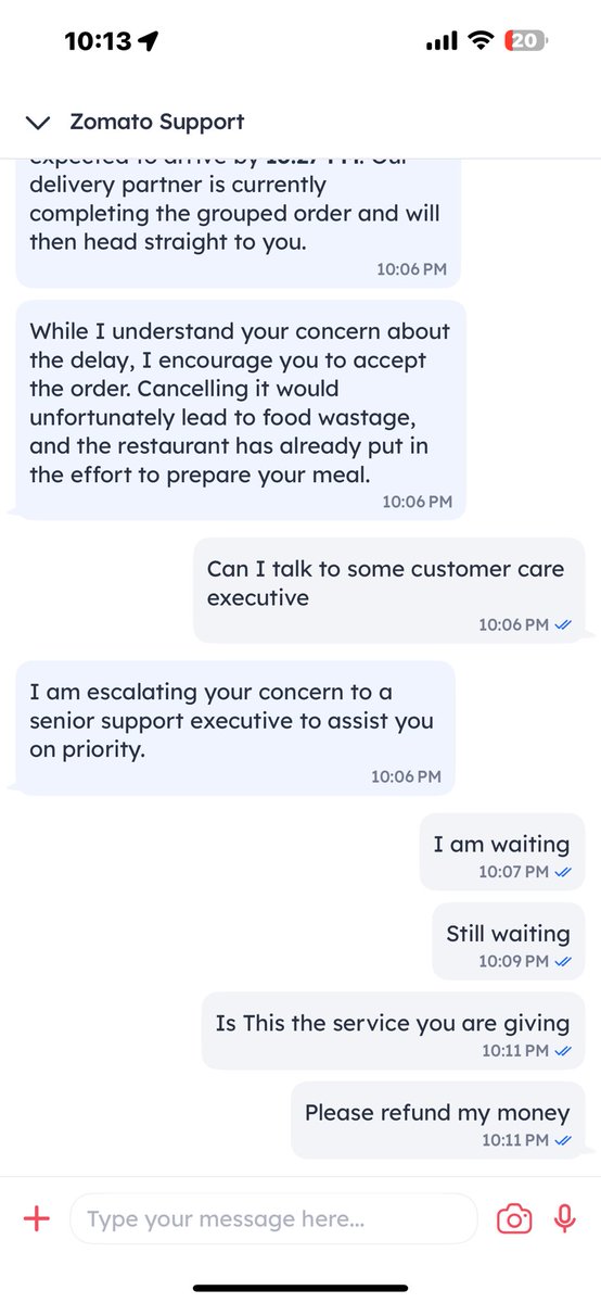 k_Priyeesh's tweet photo. @zomato @deepigoyal delivery delayed by more than 30 mins…order places an hour ago still not delivered , when wanted to cancel you are charging 100% cancellation. What an innovative business https://t.co/Vxe4rNC8R3 reply on chatbox #ZomatoDelivery #fraud https://t.co/KvkWD9vaBH