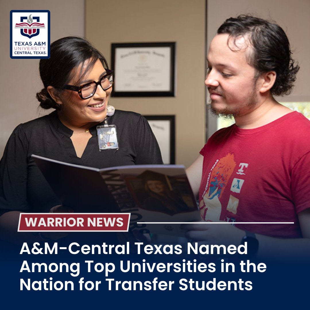 Some universities welcome transfer students. We're built for them. 💪📚

From seamless pathways to personalized support, our commitment to transfers is getting national attention. ✨

To learn more, visit tamuct.edu/news/2025/top-…

#TAMUCT #TransferStudents #Killeen #CentralTexas