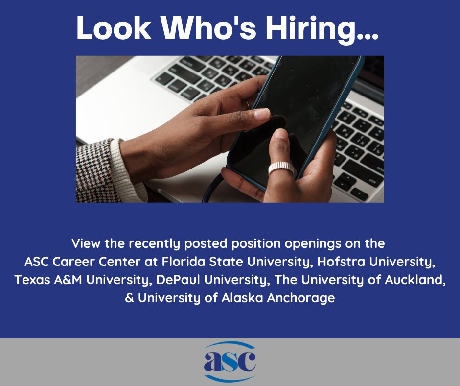 Amer Soc of Crim (@ascrm41) on Twitter photo What's new on the ASC Career Center? asc41.org/career-center/ What's new on the ASC Career Center? asc41.org/career-center/