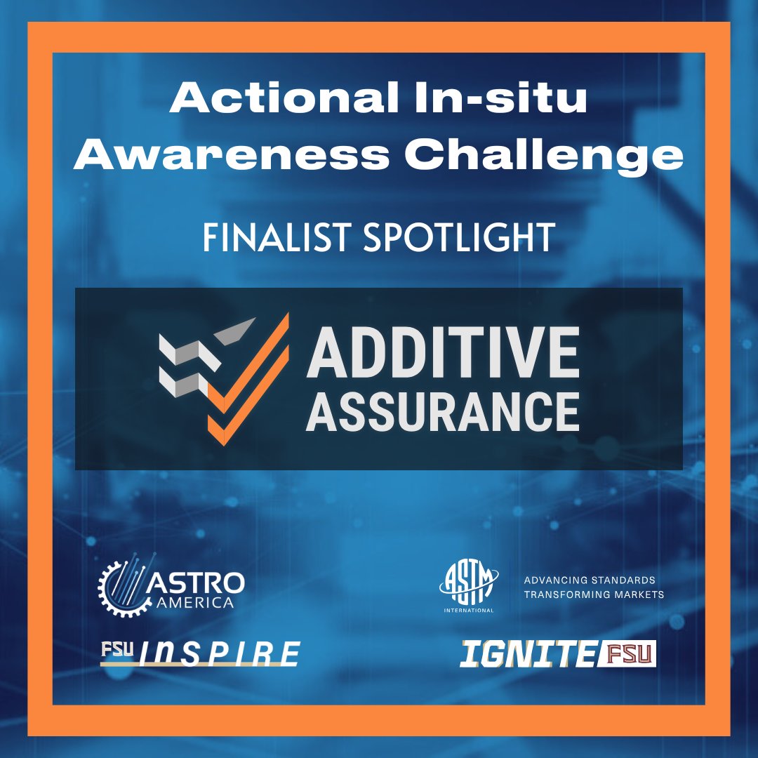 IGNITE FSU (@ignitefsu) on Twitter photo Congratulations, Additive Assurance, on being named a finalist in the Challenge! 
 
We’re excited to learn more about the AMiRIS platform and see how this advanced process monitoring solution is taking quality assurance in metal additive manufacturing to the next level! Congratulations, Additive Assurance, on being named a finalist in the Challenge! 
 
We’re excited to learn more about the AMiRIS platform and see how this advanced process monitoring solution is taking quality assurance in metal additive manufacturing to the next level!