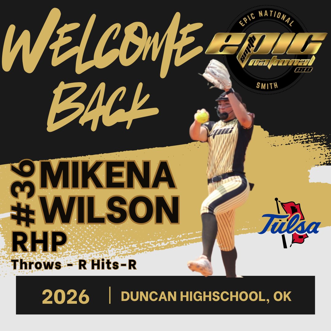 Epic National 18U Smith (@epicnational18) on Twitter photo #Epic 25/26 roster final ↩️📢
Welcome back, <a href="/MikenaWilson36/">Mikena Wilson</a>, our RHP <a href="/TulsaSoftball/">Tulsa Softball</a> commit. #Senior year will be #last one #best one. Let's work🔨🔨 #Epic 25/26 roster final ↩️📢
Welcome back, <a href="/MikenaWilson36/">Mikena Wilson</a>, our RHP <a href="/TulsaSoftball/">Tulsa Softball</a> commit. #Senior year will be #last one #best one. Let's work🔨🔨