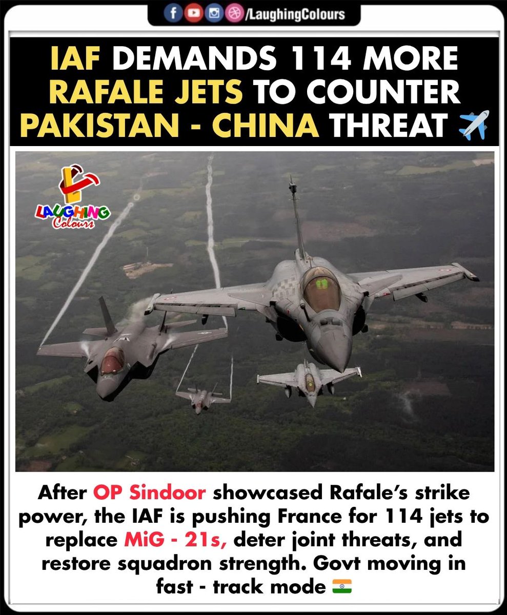 LaughingColours's tweet image. Rafale Power Boost ✈️

#IAF #RafaleJets #defencestrategy #IndianAirForce #militarynews #nationalsecurity