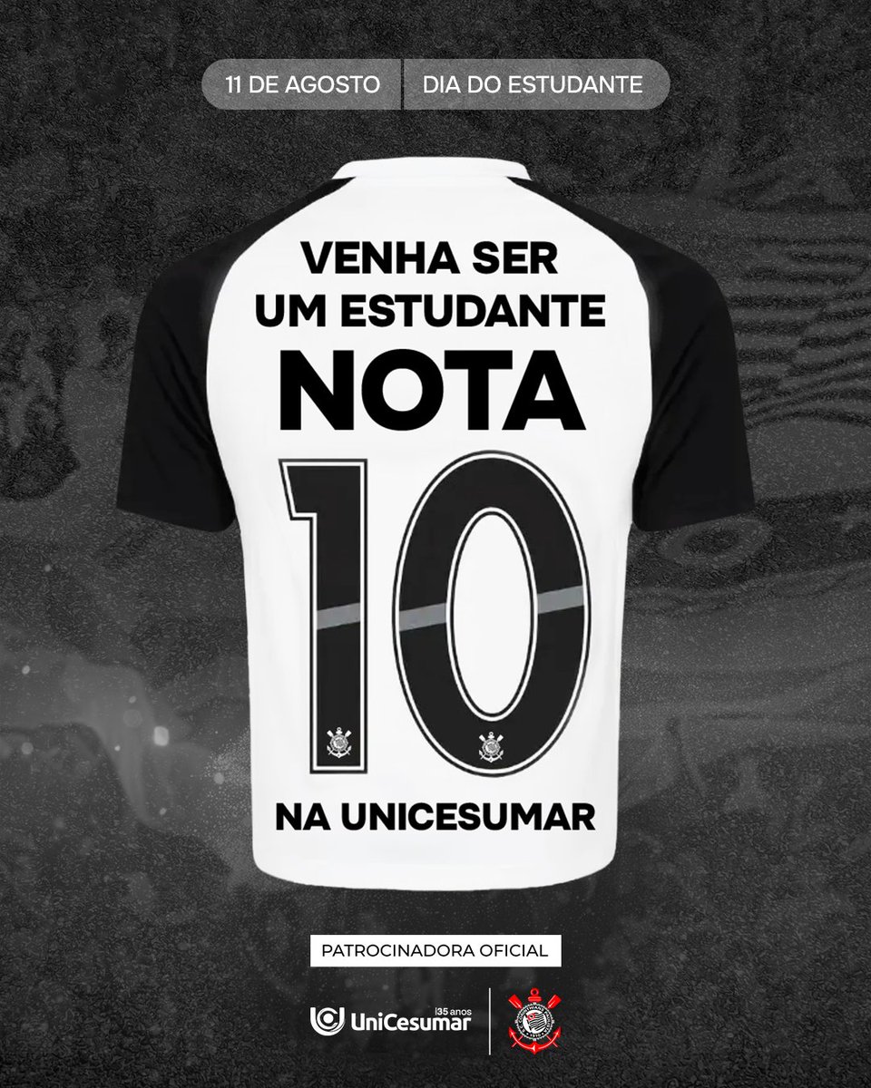 Corinthians's tweet photo. Dia do Estudante! 📕📘📙
Com a EAD UniCesumar, você joga junto do Timão e se torna um estudante nota 10! 🖤🤍
Inscreva-se em: https://t.co/nsBTweNR4k
#UniCesumar
#EADUniCesumar
#VaiCorinthians https://t.co/8DOUMeibPn