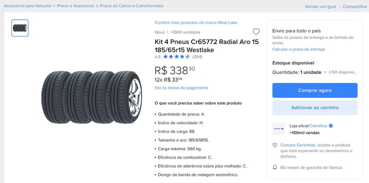 Blogao_'s tweet image. BUG DO PNEU - APROVEITA!

Kit com 4 Pneus Cr65772 Radial Aro 15 185/65r15 Westlake

R$ 338,30

Loja Oficial Carrefour no ML
mercadolivre.com/sec/2BEicxP