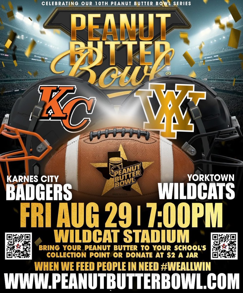 🧡🖤🦡 Badger Nation, it’s time to team up for a great cause! 🦡🖤🧡

The Peanut Butter Bowl is coming up, and we need YOUR help to support families in need. 🥜💪 All KCISD campuses will have a drop-off location in their front office — just bring your jars of peanut butter or