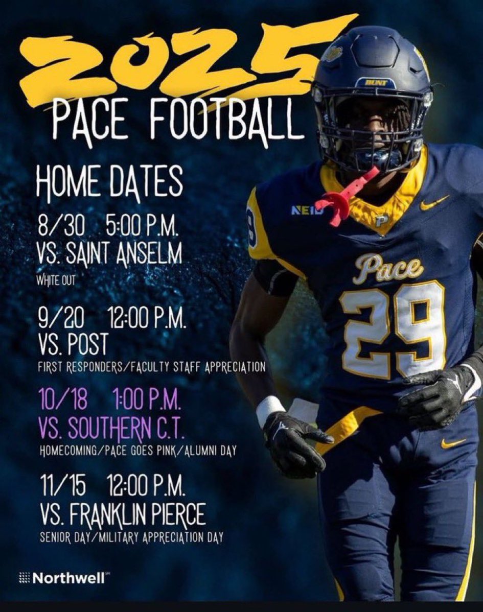 Easton Valliere | C/O 28' | OL | (@63tootuff) on Twitter photo Thank you <a href="/CoachPTB/">Paul T. Bachia</a> and the rest of the <a href="/PaceUFootball/">PaceUFootball</a> Coaching Staff for the Game Day invite! Excited to attend a home game this fall.
<a href="/THSCoachRome/">Romeo Masuku</a>
<a href="/CoachZackGoodFB/">Zachary Good</a>
<a href="/5StarScouting/">5StarScouting™</a>
<a href="/PRZNewEngland/">Prep Redzone New England</a>
<a href="/5StarScouting/">5StarScouting™</a>
<a href="/603SportsMedia/">Roger Brown</a> Thank you <a href="/CoachPTB/">Paul T. Bachia</a> and the rest of the <a href="/PaceUFootball/">PaceUFootball</a> Coaching Staff for the Game Day invite! Excited to attend a home game this fall.
<a href="/THSCoachRome/">Romeo Masuku</a>
<a href="/CoachZackGoodFB/">Zachary Good</a>
<a href="/5StarScouting/">5StarScouting™</a>
<a href="/PRZNewEngland/">Prep Redzone New England</a>
<a href="/5StarScouting/">5StarScouting™</a>
<a href="/603SportsMedia/">Roger Brown</a>