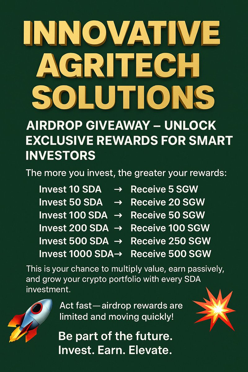 mouahmad30's tweet photo. 🚀 INNOVATIVE #AGRITECH SOLUTIONS is rewarding our early believers,

💰 Invest today → Share proof in our Telegram → Get your rewards instantly.

The earlier you plant, the bigger your harvest. 🌱

Telegram 🖇️👇
https://t.co/paQm7H1YCQ

Project 🖇️👇 
https://t.co/ALXPr8CaFz https://t.co/Qh717Q3twT