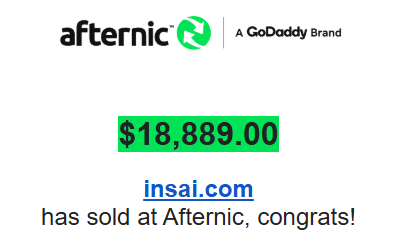 Nice sale over the weekend. 

Bought at auction for $130 in 2016.

<a href="/NameBio/">NameBio</a> <a href="/afternic/">Afternic</a>