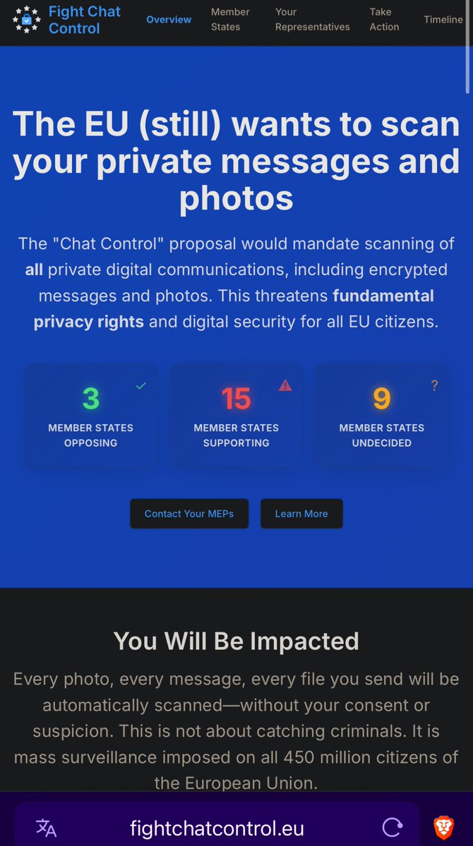 Pirat_Nation's tweet image. If you live in the EU, a Dane created a website to check your country’s and EU parliament representatives’ stance on Chat Control. 
Act now if you’re concerned about privacy.

Credit: u/x775
fightchatcontrol.eu