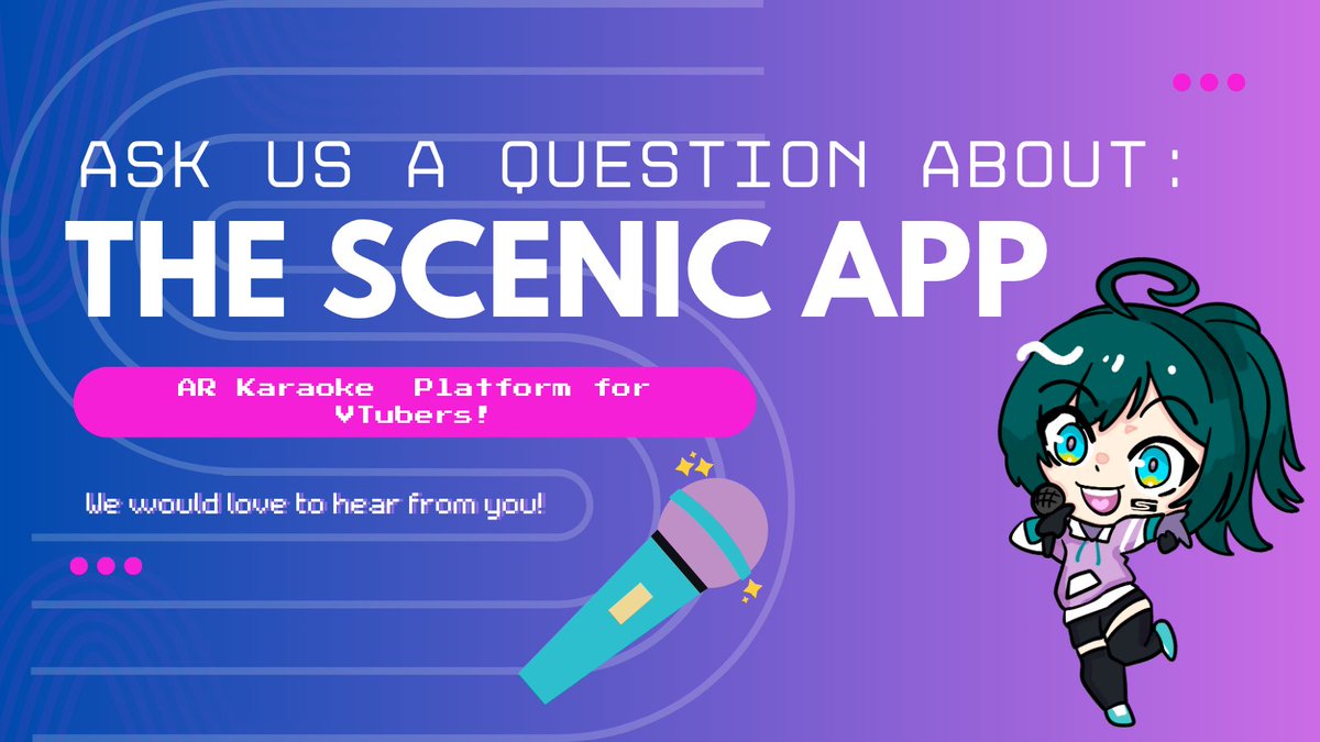 [Ask the Scenic team a question!!!]
We are developing an app that allows 3D VTubers to use their model in Augmented Reality! The app is geared towards 3D tracking karaoke performances. Our dream is to have an app library full of songs full of #Vtuber produced songs to boost the