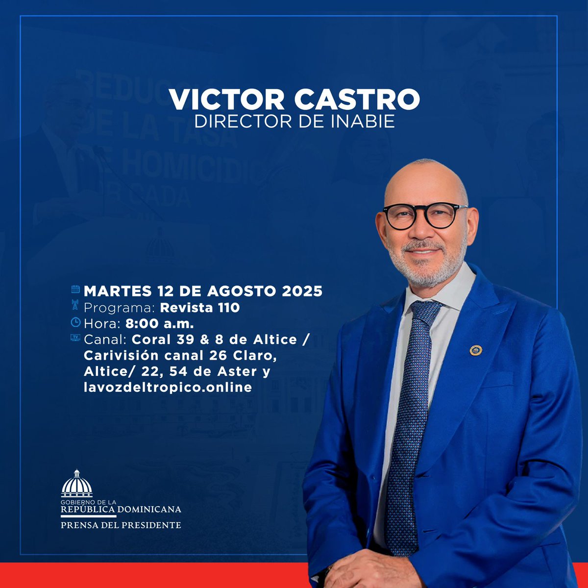 Víctor Castro (@victorcastro_rd) on Twitter photo Buenas tardes amigos y amigas. Este martes 12 agosto estaré en el programa <a href="/Revista110/">Revista110</a> desde las 8 de la mañana ¡Les espero! Buenas tardes amigos y amigas. Este martes 12 agosto estaré en el programa <a href="/Revista110/">Revista110</a> desde las 8 de la mañana ¡Les espero!
