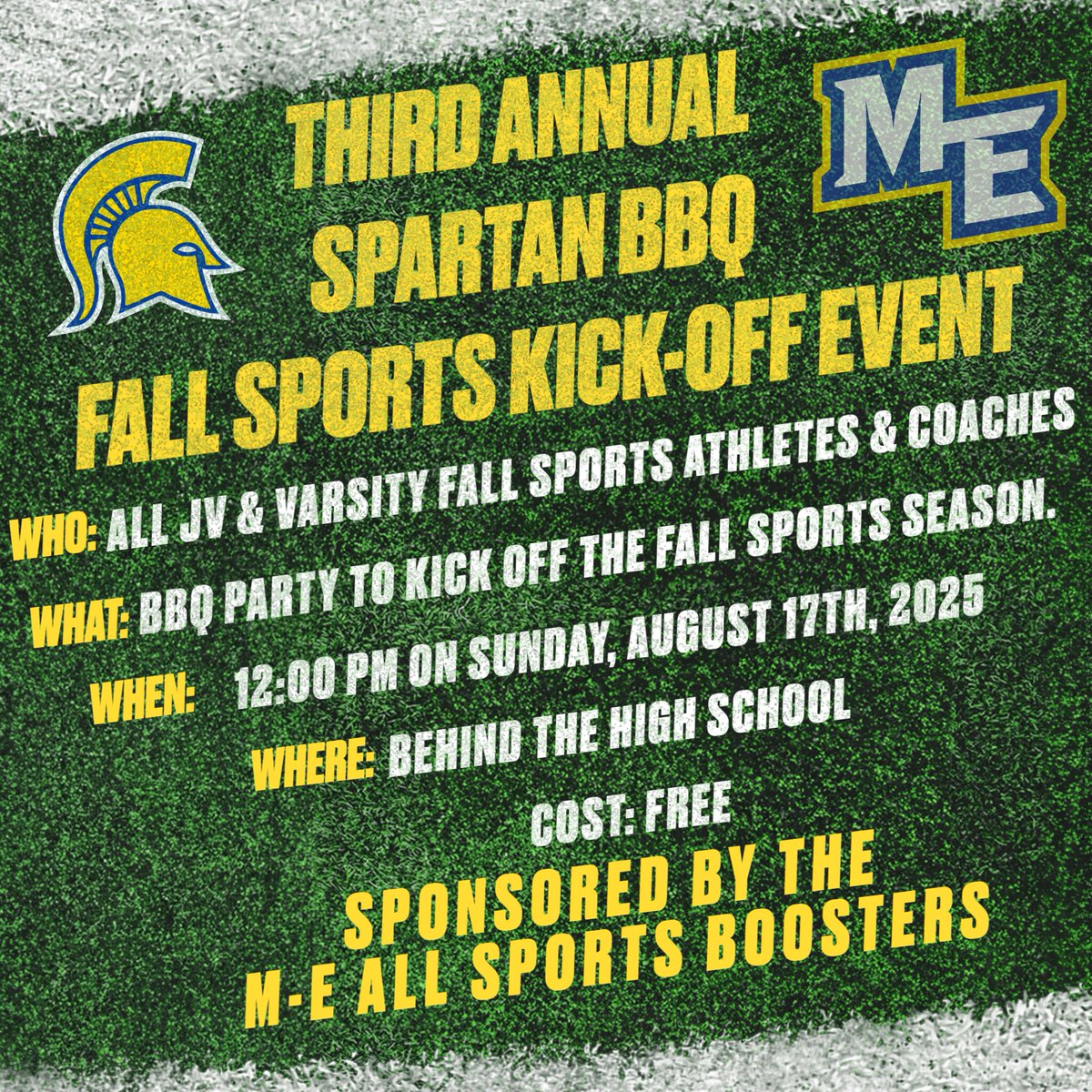 Third Annual Fall JV/Varsity Sports BBQ Kick-Off Event! #GOSPARTANS