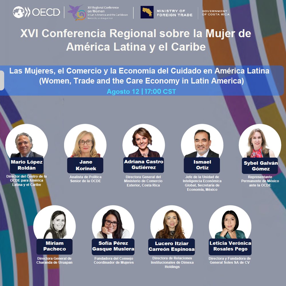 OCDE ➡️ Mejores Políticas para una Vida Mejor (@ocdeenespanol) on Twitter photo 🔔 ¡No te pierdas mañana el evento en el marco de la XVI Conferencia Regional sobre la Mujer en ALC
👩💼 Mujeres, comercio y economía del cuidado en AL 📅 Fecha: 12 de agosto 🕔 Hora: 17:00 (CDMX)
🔗 Únete a la reunión Zoom: cmidiomas.zoom.us/j/86374972541?…
Organizan: OCDE y <a href="/comexcr/">M. Comercio Exterior</a> 🔔 ¡No te pierdas mañana el evento en el marco de la XVI Conferencia Regional sobre la Mujer en ALC
👩💼 Mujeres, comercio y economía del cuidado en AL 📅 Fecha: 12 de agosto 🕔 Hora: 17:00 (CDMX)
🔗 Únete a la reunión Zoom: cmidiomas.zoom.us/j/86374972541?…
Organizan: OCDE y <a href="/comexcr/">M. Comercio Exterior</a>