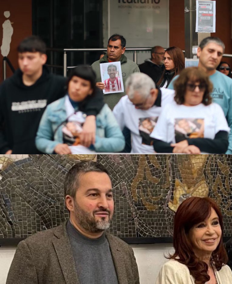 La familia de las 76 víctimas de fentanilo se manifestaron frente al Hospital Italiano de La Plata. El kirchnerismo frenó la creación de una comisión para investigar al dueño del laboratorio.

Quién es el dueño? Ariel García Furfaro, cercano a Cristina Kirchner.