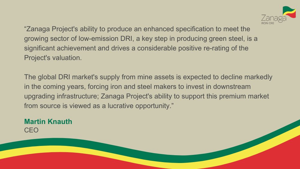 Zanaga_Iron_Ore's tweet photo. #ZIOC is pleased to announce a material improvement in the Zanaga Project’s targeted economics, driven by the ability to produce a high grade DRI grade pellet feed product, following recent laboratory confirmation from the metallurgical test work and process flow sheet optimisation.

Key economic highlights include:
- Post-tax NPV10 increased 37% to US$5.2 billion
- IRR increased to 26.7%, reflecting enhanced project returns
- FOB operating costs (including royalty) expected to remain competitive at ~US$27/tonne
- Increased price premium expected due to higher iron content with lower impurities

Read the full announcement here ➡️ https://t.co/EEOMiB6Exp