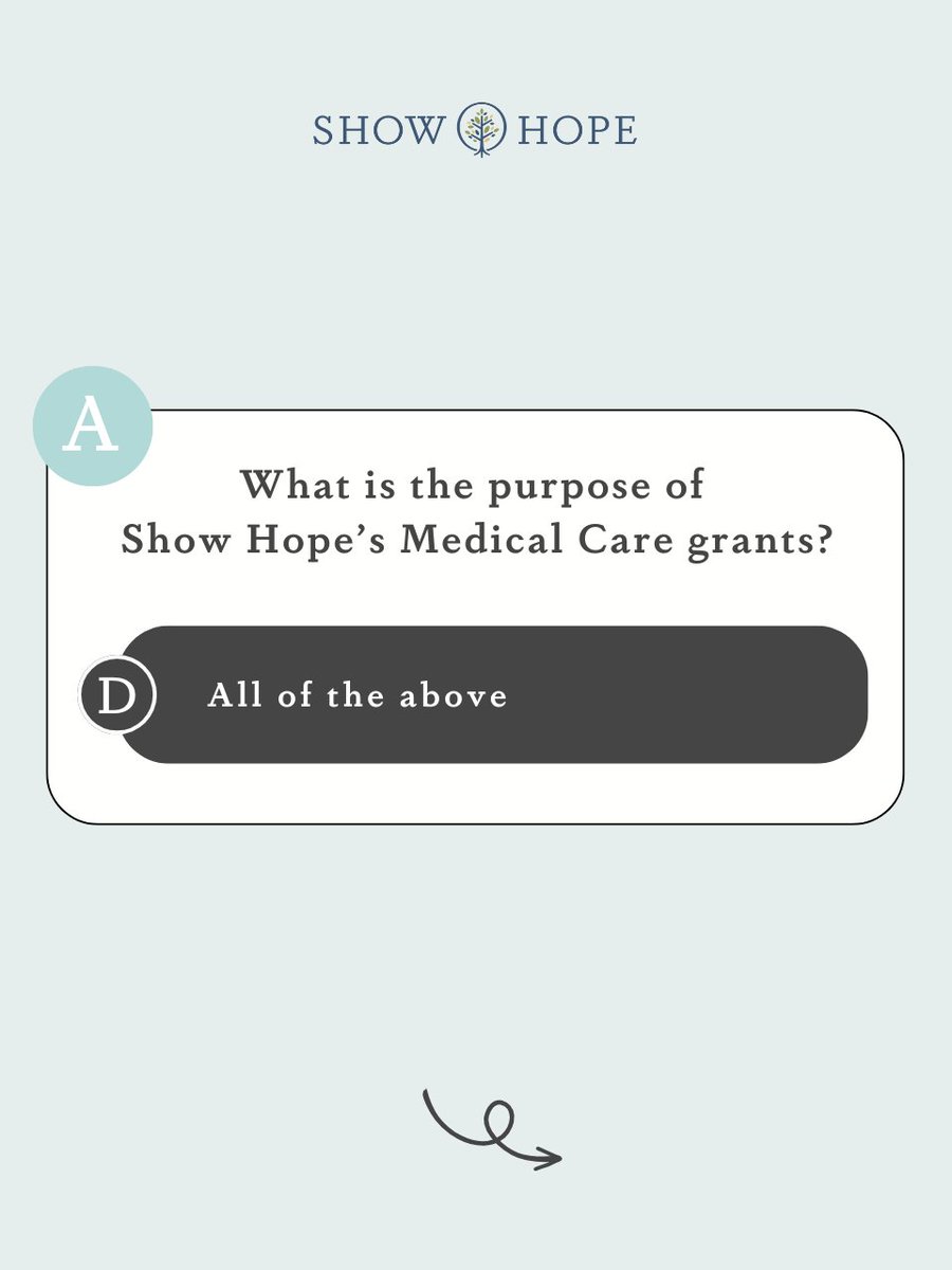 ShowHope's tweet photo. Time for a pop quiz on Show Hope’s Medical Care grants! How did you do?

#medicalcaregrants #adoptiongrants #adoptionsupport #adoptionresources #adoptionhelp #adoptionfunding #adoptionjourney #adoption #showhope https://t.co/dQPSxiti8X