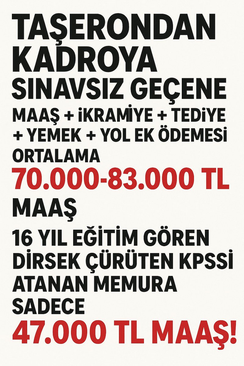 #MemurMaaştaFarkYedi

Memura sadece maaşı kabul etmiyoruz !!

İkramiye + Tediye + Yemek + Yol ek ödemesi TALEP EDİYORUZ!