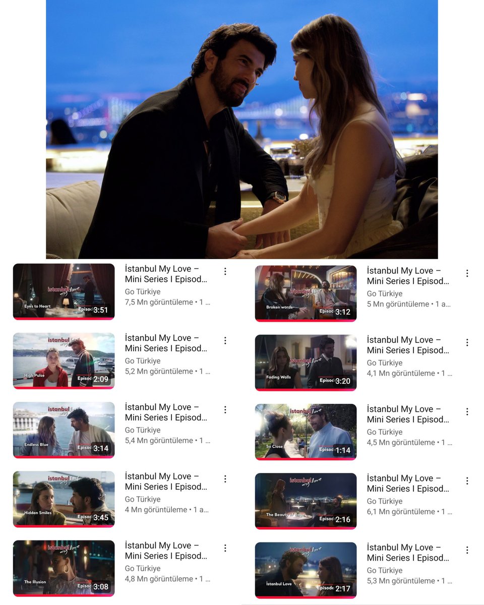 #EnginAkyürek ve #AfraSaraçoğlu'nun başrollerinde olduğu mini dizi #İstanbulMyLove GoTürkiye YouTube kanalında 1.bölümü 7,5 Milyon izlenmeyi, diğer her bir bölümü ise 4-6 Milyon arasında izlenmeyi geçti.
Tiktok'ta ise her bir bölümü 14-15 Milyon izlenmeyi geçti✨️❤️