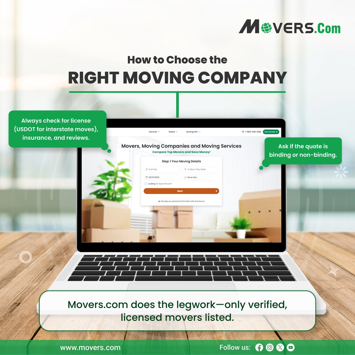 MoversCom's tweet image. Choosing the right mover doesn’t have to be a gamble. 🎯

#movingtips #movesmart #relocationmadeeasy #licensedmovers #movingdayready #movingchecklist #stressfreemove #movinghelp #moverscom