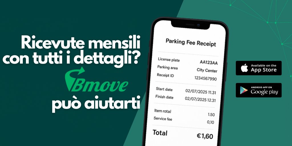 bmoveapp's tweet photo. 📄 Tutte le spese di parcheggio, ordinate e chiare, ogni mese ➡️ [https://t.co/MGMwwHicQx]

#Bmove #ParcheggioFacile #RicevuteMensili #SpeseAuto #AutoAziendale #LavoroInTrasferta #MobilitàSmart #ParcheggioIntelligente #GestioneSemplice #Paperless #ParcheggioVeloce #SpeseChiare https://t.co/9sk04r9FKo