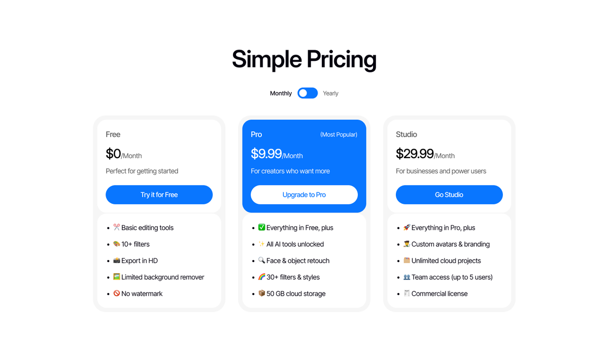 How’s this pricing section looking?