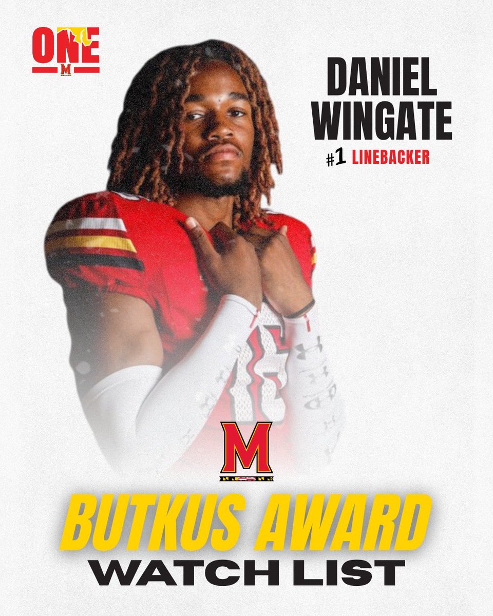 One Maryland NIL (@onemarylandnil) on Twitter photo It's time to highlight the Terps taking up space on the 2025 preseason watch lists, starting with Daniel Wingate 💪
Daniel has been named to the Butkus Award watch list, recognizing the nation's top linebackers.
Congratulations, <a href="/___dw11/">ki11switch</a> 👏
#OneMaryland It's time to highlight the Terps taking up space on the 2025 preseason watch lists, starting with Daniel Wingate 💪
Daniel has been named to the Butkus Award watch list, recognizing the nation's top linebackers.
Congratulations, <a href="/___dw11/">ki11switch</a> 👏
#OneMaryland