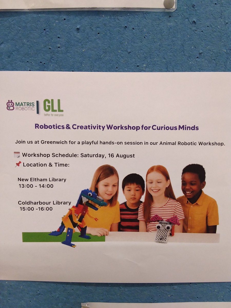 New Eltham Library (@newelthamlib) on Twitter photo Do you love Lego? Matris Robotic will be hosting an exciting workshop at New Eltham Library on Saturday 16th August at 1.00pm. Come along, build and bring your creations to life <a href="/newelthamlib/">New Eltham Library</a> <a href="/GreenwichLibs/">Royal Greenwich Libraries</a> Do you love Lego? Matris Robotic will be hosting an exciting workshop at New Eltham Library on Saturday 16th August at 1.00pm. Come along, build and bring your creations to life <a href="/newelthamlib/">New Eltham Library</a> <a href="/GreenwichLibs/">Royal Greenwich Libraries</a>
