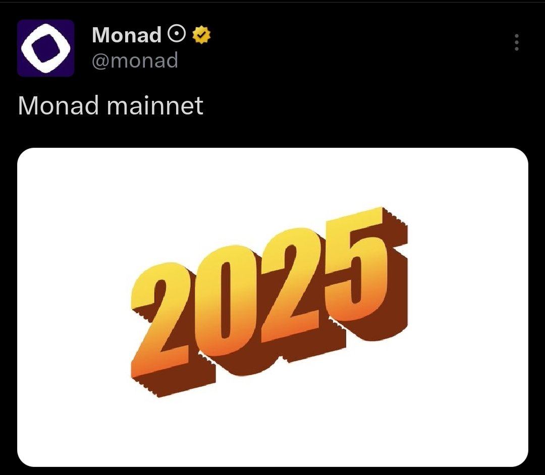 Good news!

<a href="/monad/">Monad</a> mainnet confirmed to be in 2025!

Are you ready?

gMonad!

wallchain_xyz 
avantisfi