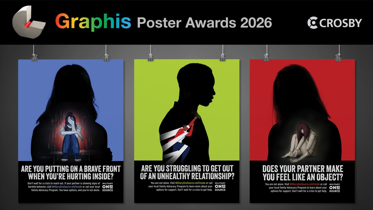 Our domestic abuse prevention campaign for Military OneSource has been awarded silver 🥈 in the Graphis Poster Awards. Selected by a global jury from a highly competitive field, this recognition honors impactful design and visual storytelling: bit.ly/46SpRD8.