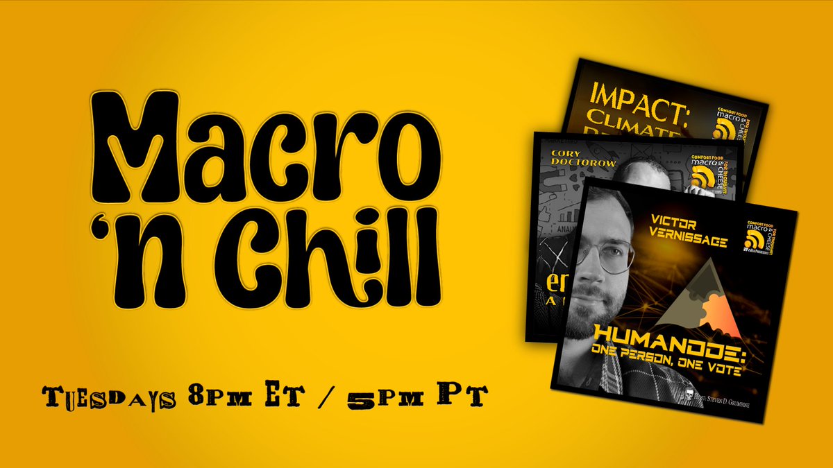 CheeseMacro's tweet image. How can #Humanode help build parallel systems outside traditional govt. structures? Join us Tues. 8/12 @ 8 pm ET for Macro N Chill to listen to & discuss our latest ep. Humanode: One Person, One Vote w/ @tech_mingler! #blockchain #ClassStruggle
Register: us06web.zoom.us/meeting/regist…