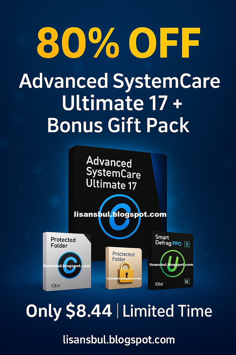 LisansBulGlobal's tweet photo. 80% OFF - IObit Advanced SystemCare Ultimate 17 Bundle + Bonus Gift Pack Discounted Price: $8.44 https://t.co/3xcFUymrDh - #PCOptimization #IObit #SoftwareDeal #DiscountCoupon #PCSecurity #AdvancedSystemCare #TechDeals #SystemOptimizer #SpeedUpPC #CleanPC #iOBitBundleDiscountCode https://t.co/AuoM4zyFPg