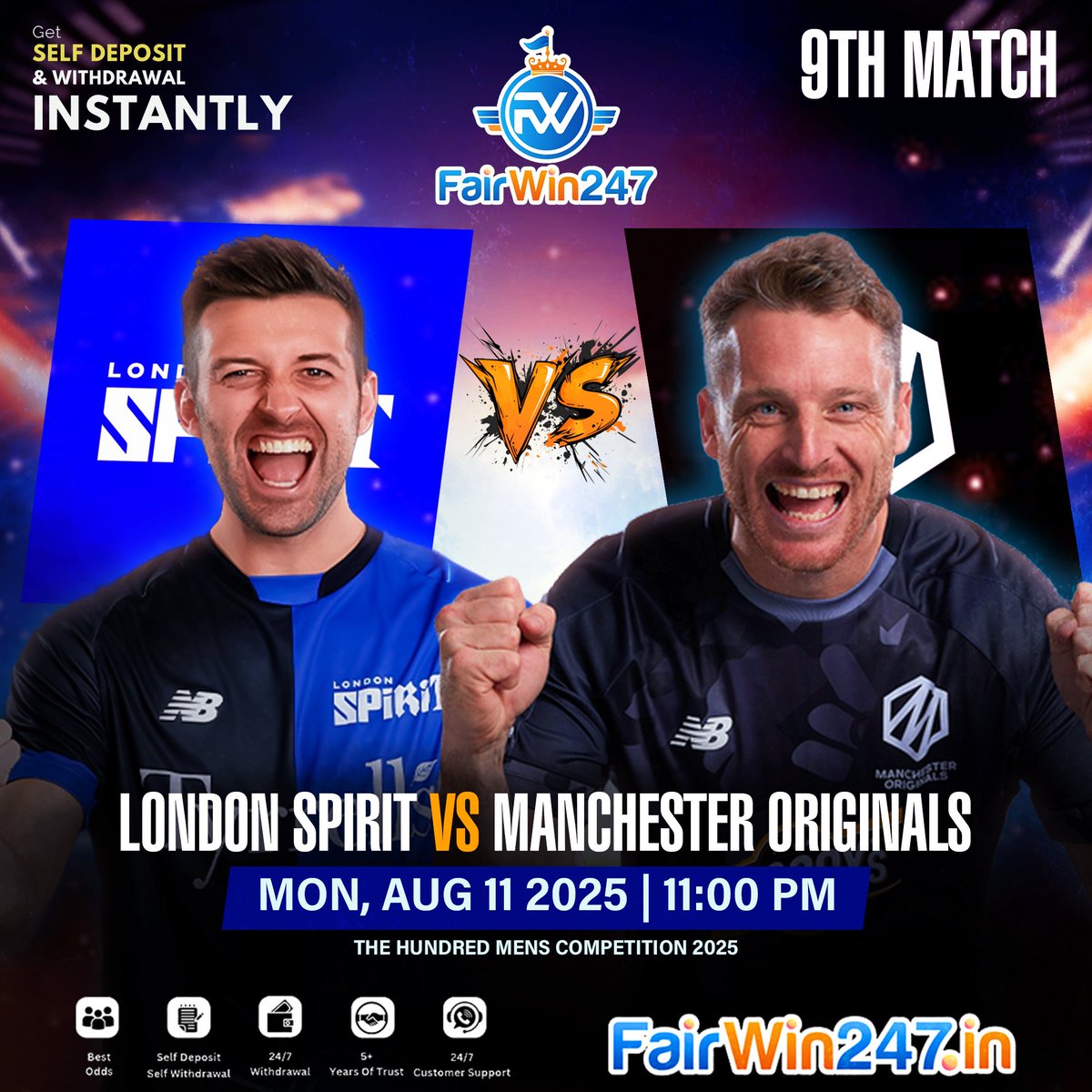 Manchester Lost 4 Consecutive Games while Defending ! 📝

At this stage,They again opt to Bat First Tonight ,Will it BackFire for them ?

Choose Your Team And Place Your Entries in bit.ly/Fairwin247 🚩 

🏦 Get Your Withdrawals Safely.

 #FairWin247 | #TheHundred