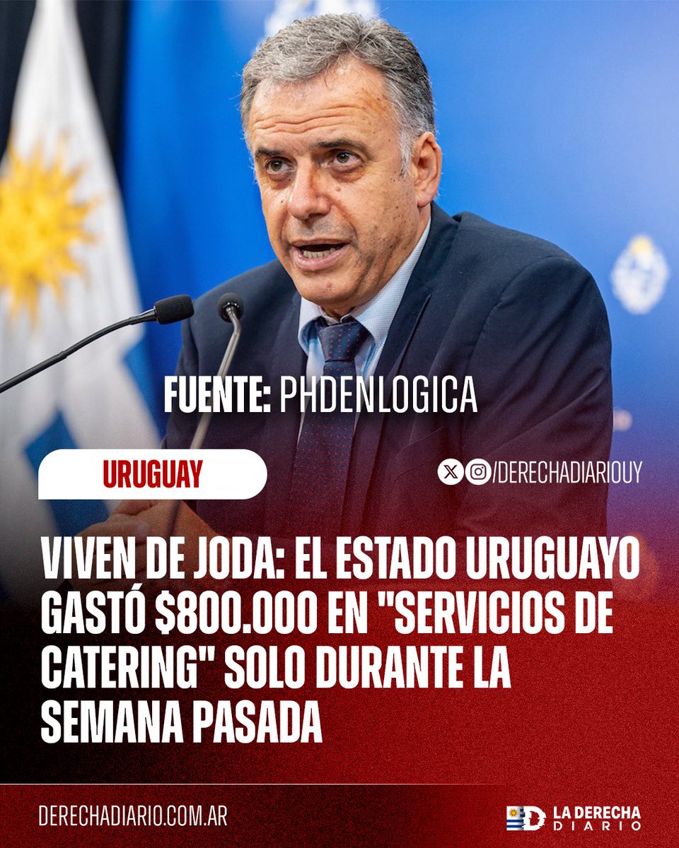 DerechaDiarioUY's tweet photo. 🇺🇾 | Viven de joda: Mientras la pobreza y desnutrición infantil se mantiene en números altísimos, el estado Uruguayo gasto $800.000 en "servicios de catering" solo durante la semana pasada. https://t.co/VqsapT8iMY