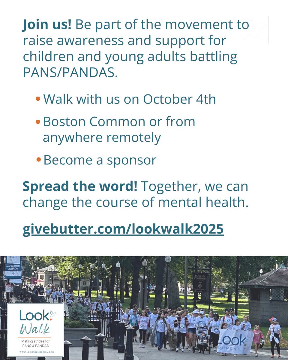 look_foundation's tweet photo. 🧡 Take Action. Make an Impact.
Walk with us on October 4—Boston or anywhere.
Start a team. Become a sponsor. Help us raise awareness for PANS/PANDAS.
👉 https://t.co/BLdFNnYOhg
#LookWalk2025 #PANS #PANDAS #JoinTheMovement #YouAreNotAlone #LookForRootCauses #HealingIsPossible https://t.co/9xvoHYCViD