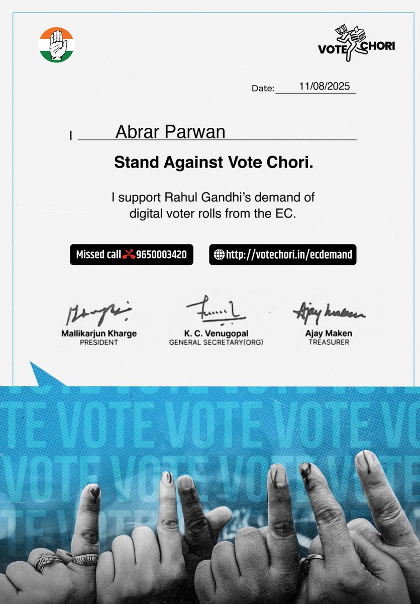 Abrarparwan's tweet photo. #VoteChori  #voterlistscam #india 
@INCIndia  @RahulGandhi https://t.co/wBvU9g9N7i