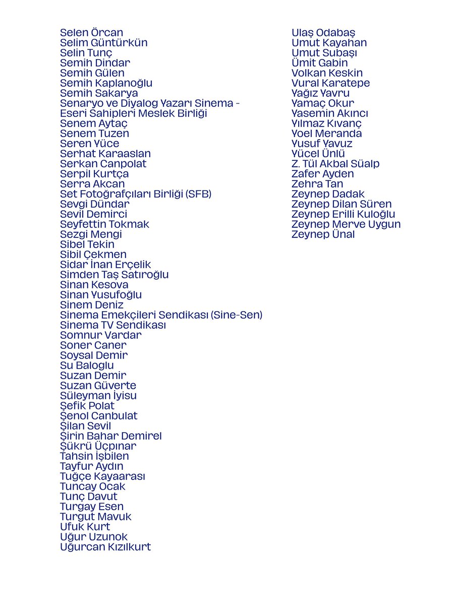 GAZZE'DEKİ SOYKIRIMA KARŞI TÜRKİYE SİNEMA VE TELEVİZYON EMEKÇİLERİNDEN ULUSLARARASI DAYANIŞMAYI BÜYÜTME ÇAĞRISINI İMZALAYAN SANATÇILARIN LİSTESİ